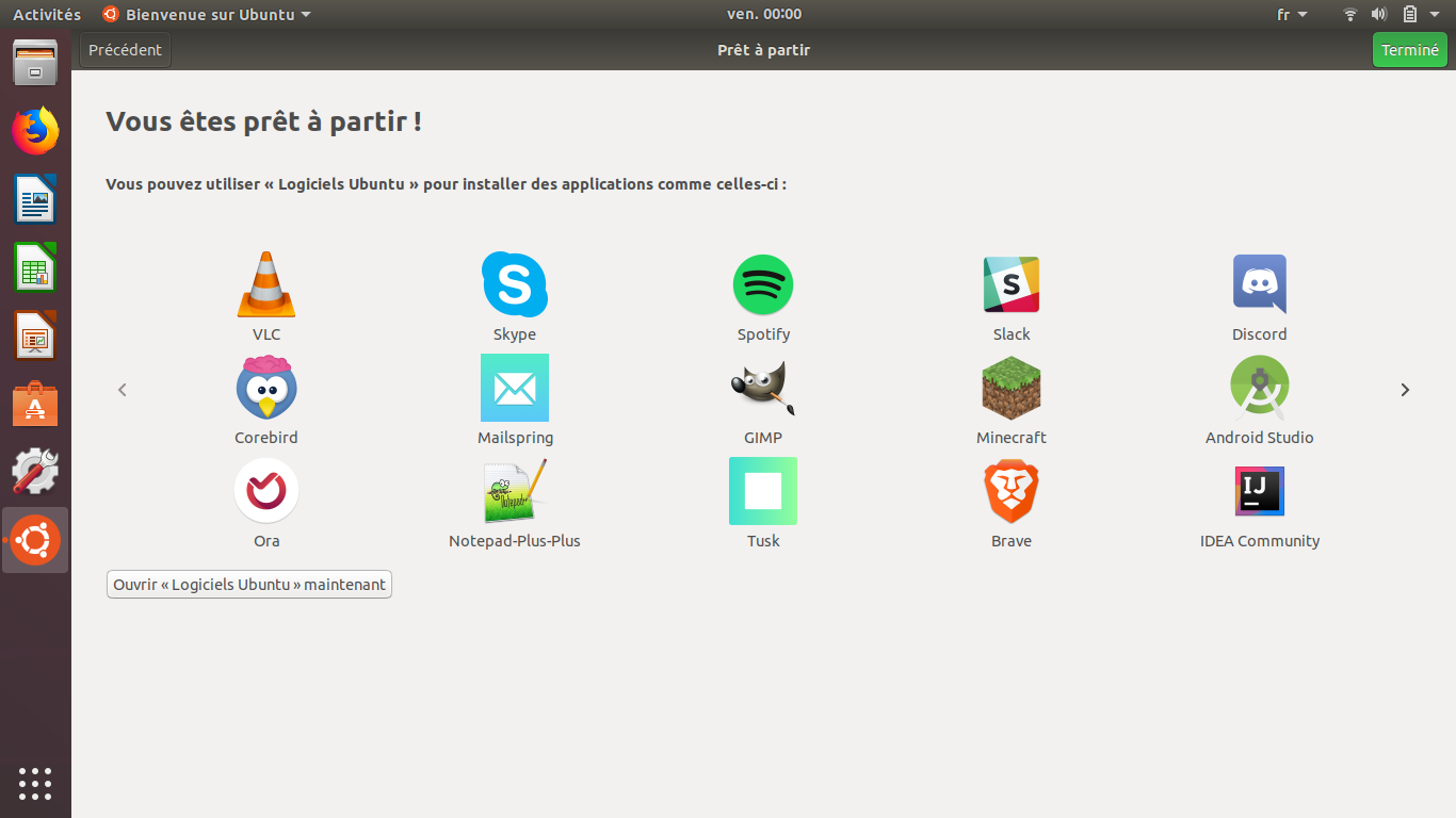 image montrant la fenêtre de fin d'installation de la mise à niveau