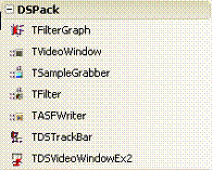 image montrant les composants installés dans la palette sous la rubrique DSPACK